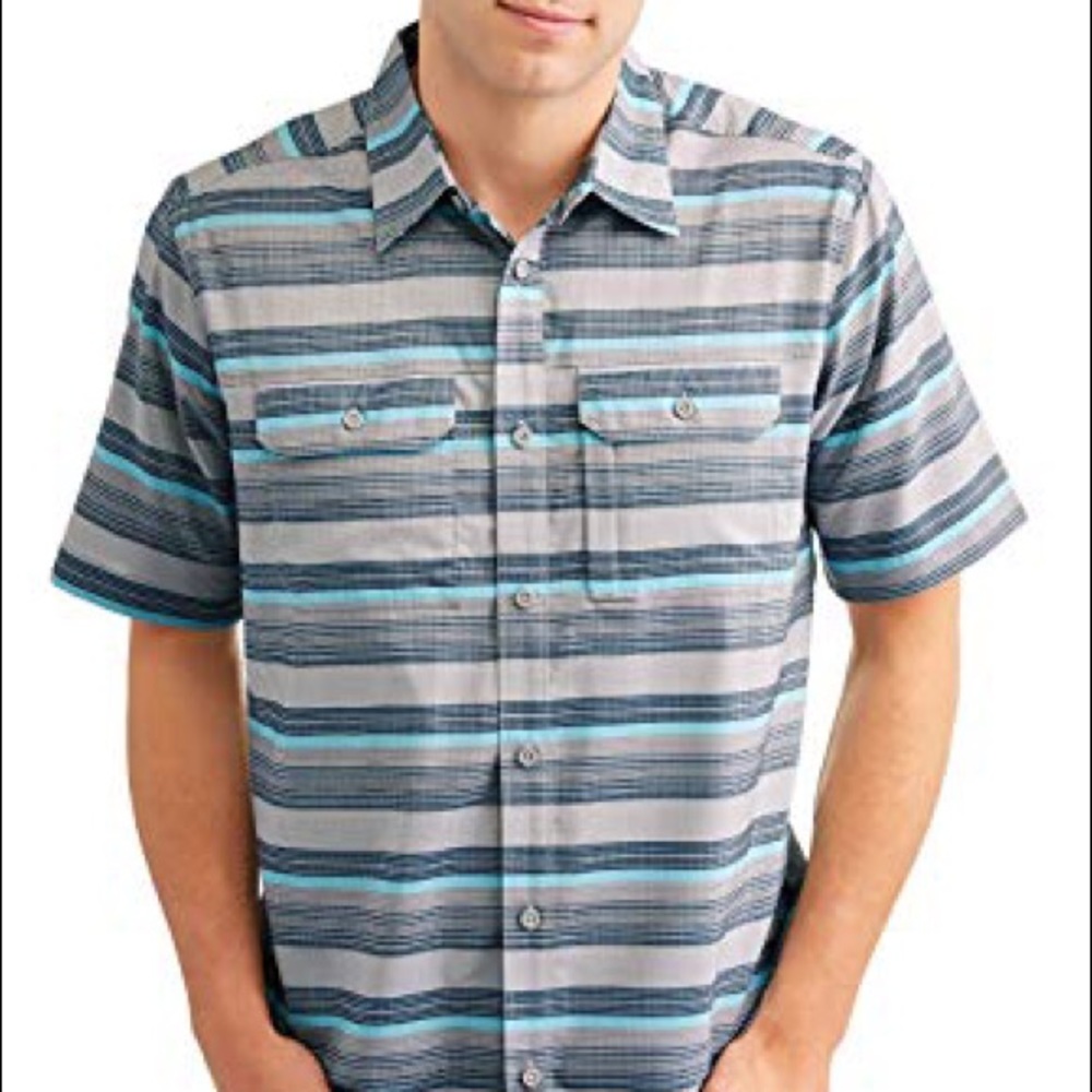 Swiss Tech Striped Woven Button Down Shirt